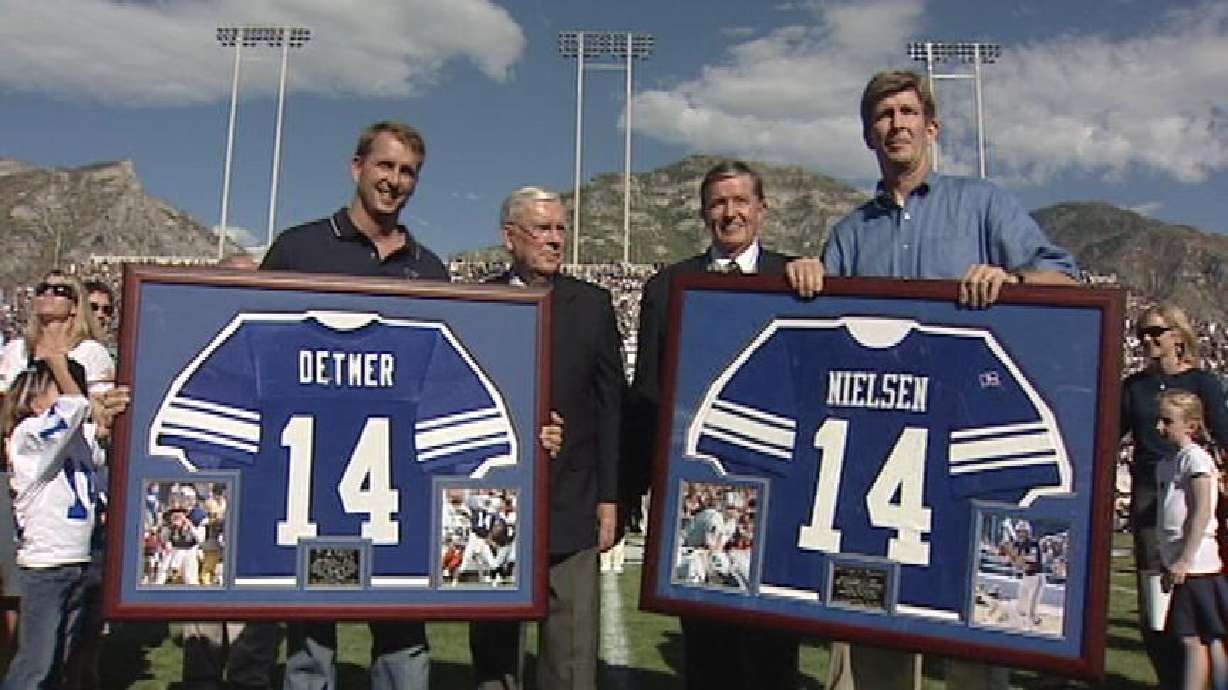 BYU retires jersey for Detmer, Nielsen