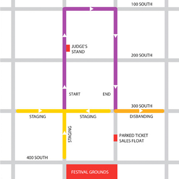 Utah Pride parade route. Click to enlarge.