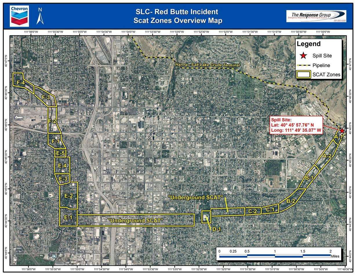 CLICK to enlarge map of the 18 clean-up zones as designated by Chevron.
