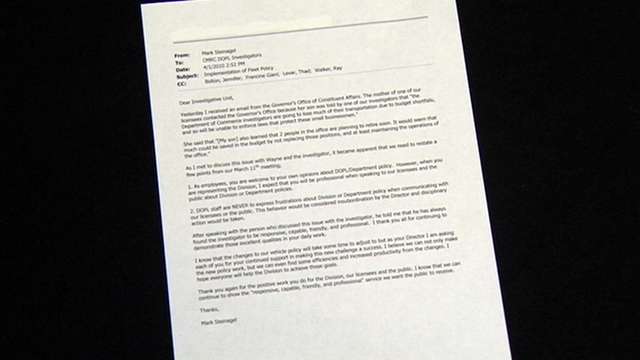 Warning memo that went out to investigators