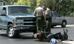 Motorcycle and Truck Collide