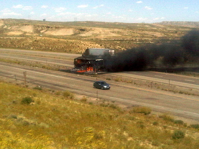 Trek leader Jeff Radditz said then entire bus burned in 12 minutes. (Photo courtesy Jeff Radditz, trek leader)