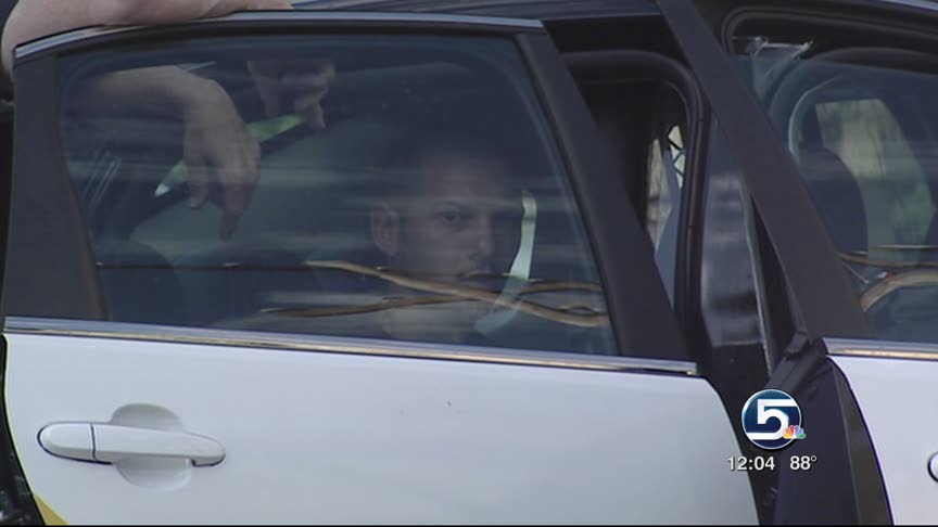 The suspect is arrested after a foot chase.