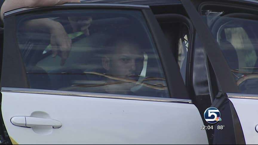 The suspect is arrested after a foot chase.