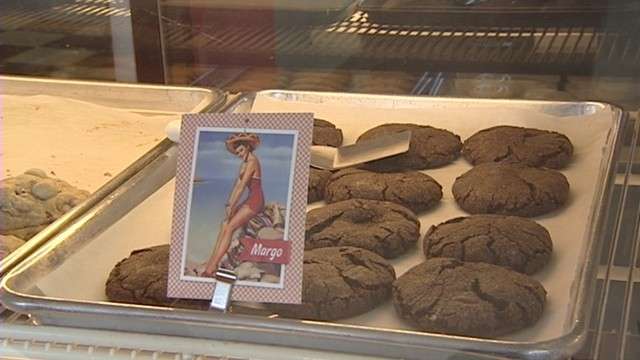 Every cookie is named after a "Dough Girl" -- a glamorous vintage pin-up.