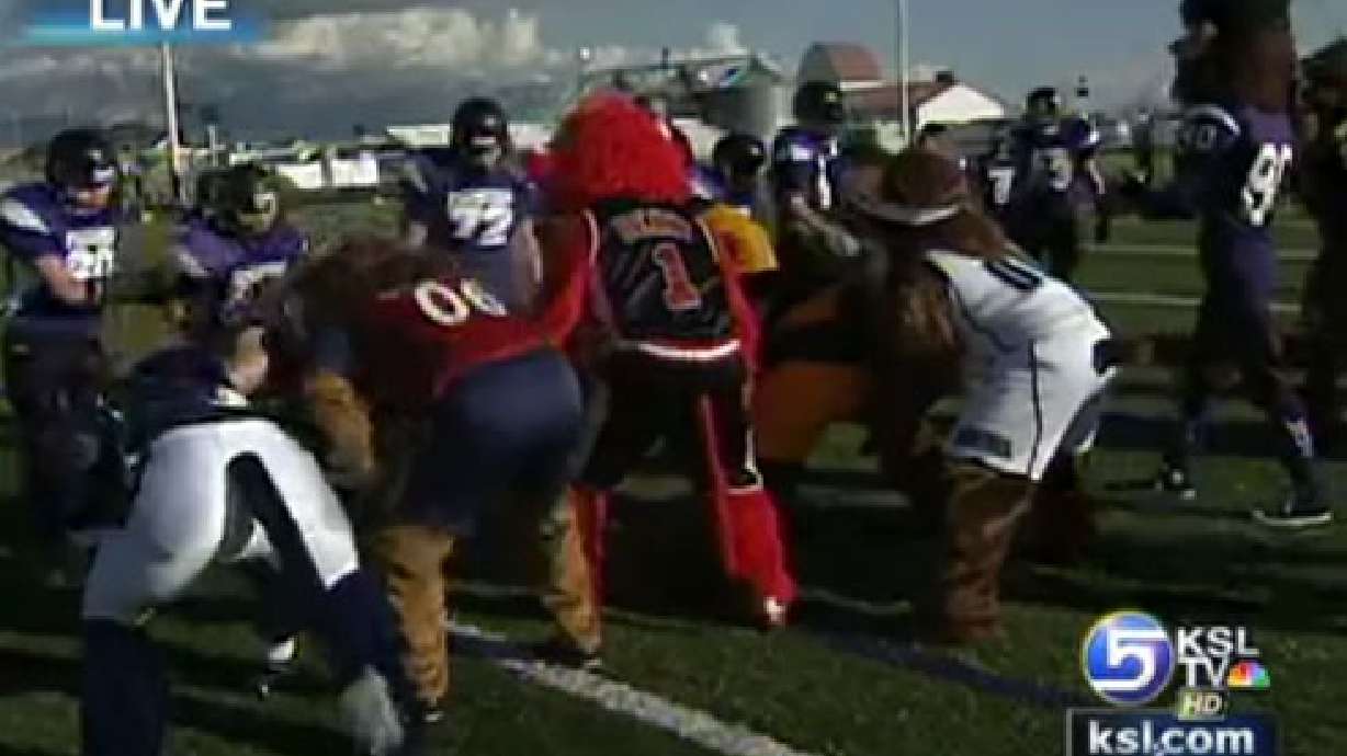 Mascots Face Eighth-Graders in Charity Game