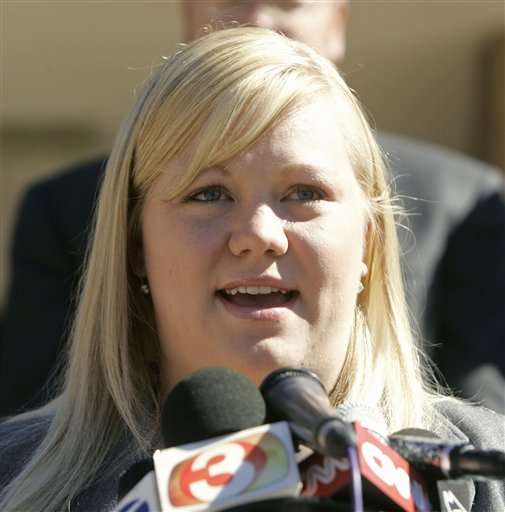 The victim in the rape case involving polygamist leader Warren Jeffs speaks after a verdict of guilty was reached in Jeffs' trial Tuesday, Sept. 25, 2007, in St. George, Utah. (AP Photo/Douglas C. Pizac)