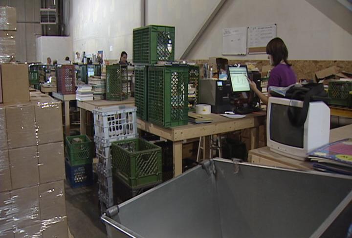 Reading Tree places huge donation bins around the state. Then, the gently used books come to a sorting warehouse. Many are re-distributed to schools where they're needed most.