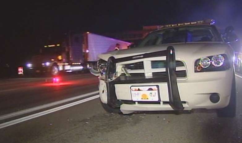Trooper Cameron Carter's patrol car after the crash