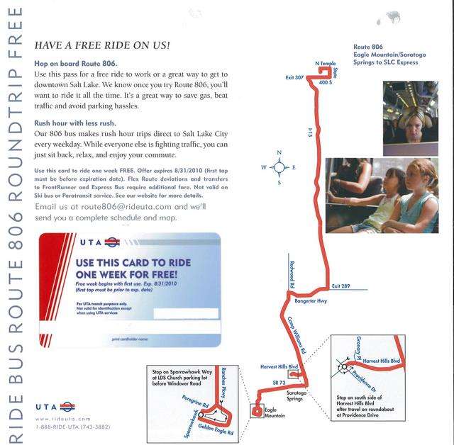 Example of free UTA pass. Click to enlarge
