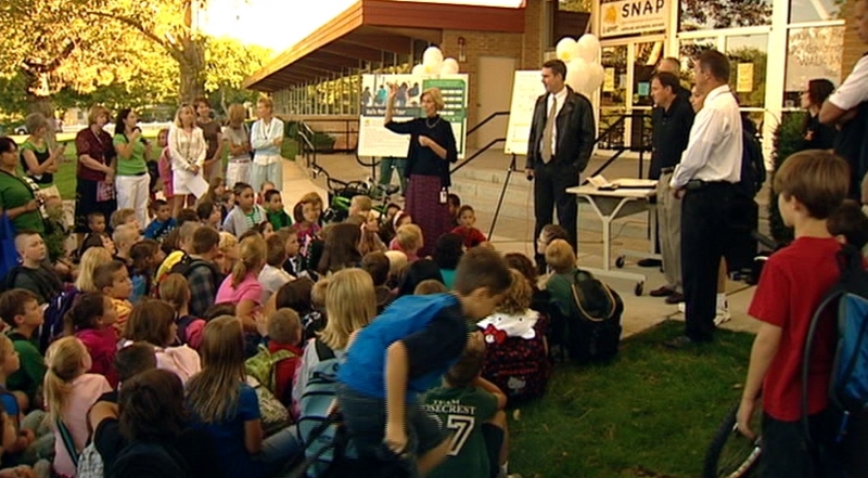 Students at Rosecrest Elementary School gathered Wednesday morning to learn about the Walk More in Four program