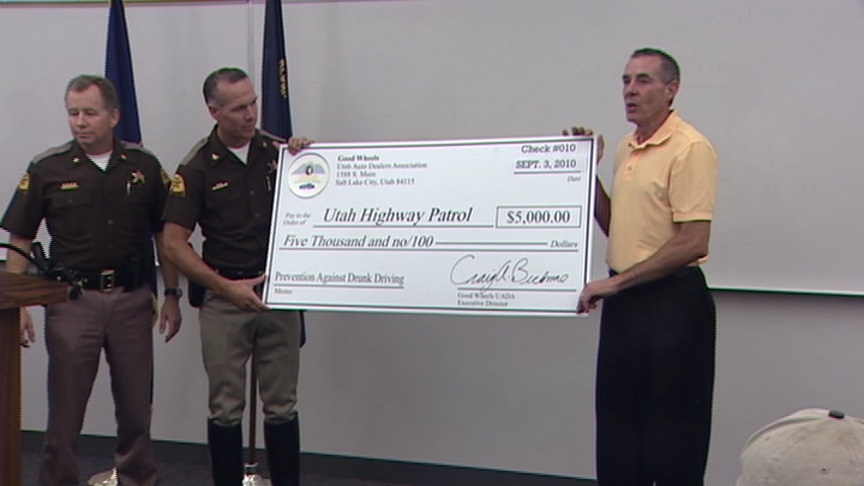 Good Wheels, the charitable organization of the Utah New Car Dealers Association, donated $5,000 to help cover some of the troopers' overtime shifts