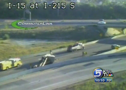 Semi Loses Load on I-215