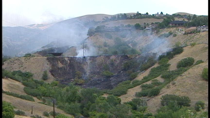 Brush Fire Burns near Salt Lake City Homes