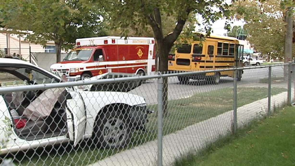 School Bus and Car Collide