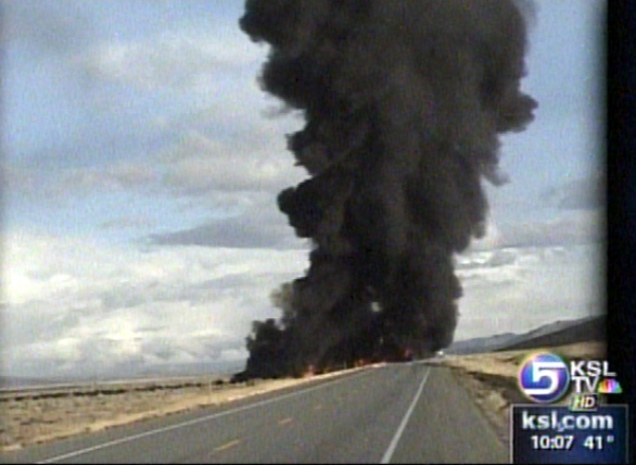 Tanker Truck Rolls and Catches Fire