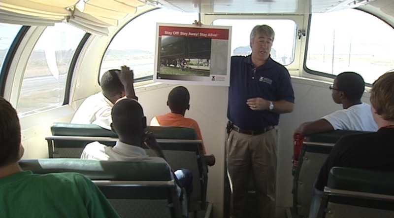 Students learn how to stay safe around railroad crossings