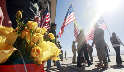 Approx 45 National Guard members assigned to the 2-285th return from a 12 month deployment to Iraq. Photo by Scott Winterton, Deseret News