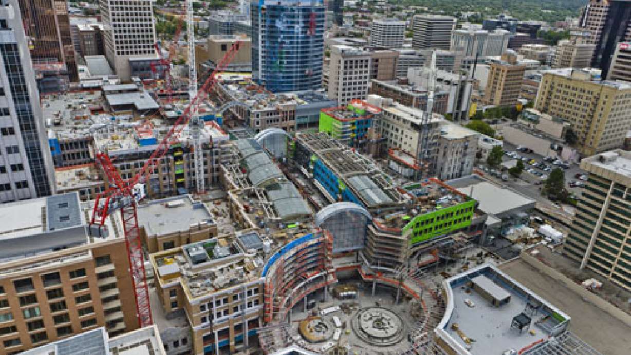 View of City Creek Center shows its progress