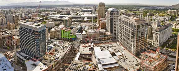 Panoramic view of City Creek development. Click to enlarge.