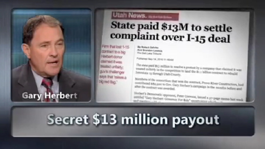 Corroon has hit Gov. Gary Herbert hard on the I-15 controversy over campaign donations, a disputed bid and a $13 million settlement.