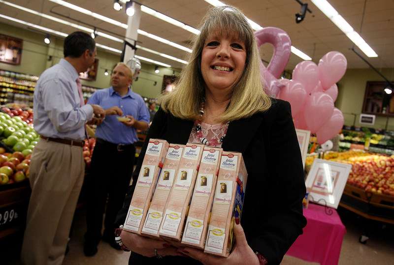 Breast cancer survivor Susan Thomson is featured on Betty Crocker muffin mix at Smith's Marketplace in Salt Lake City on October 7, 2010. (Photo/Laura Seitz)
