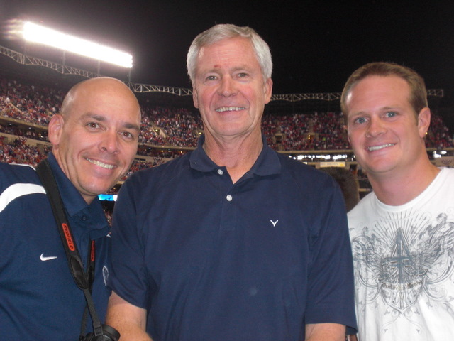 Baseball stadium Friday night, football stadium Saturday afternoon.
