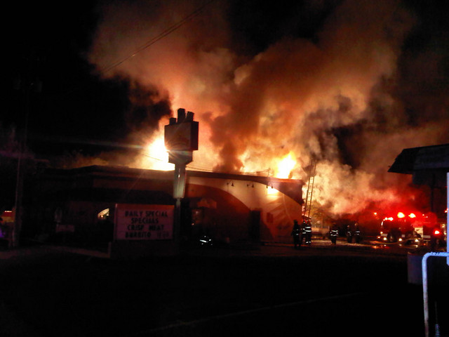 Fire burns Brigham City Taco Time 