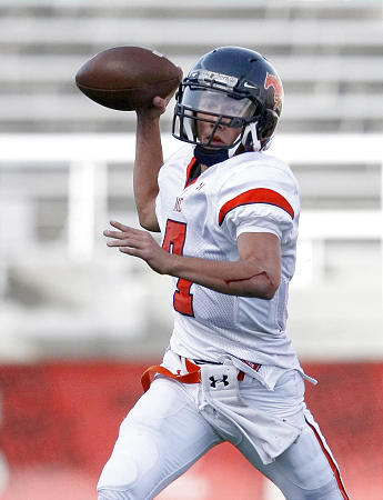 Mountain Crest quarterback Alex Kuresa has had a fantastic career, and this year he'll try and lead the Mustangs to the state title to cap that career. (Keith Johnson, Deseret News).