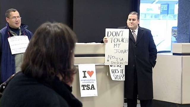 Protester strips down to Speedo at Salt Lake airport