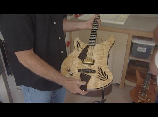 Dave Jorgensen made a hand-carved, left-handed electric bass guitar for Paul McCartney built to his specs, based on the bass he's played for years.