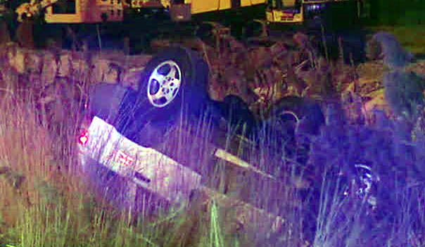 White Jeep rolled near Warm Springs Road
