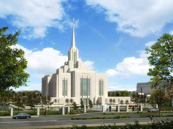 Artist rendering of what the Ogden temple will look like when the two-year renovation is complete.