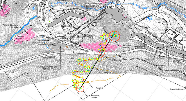 CLICK TO ENLARGE map of proposed roller coaster at Snowbird