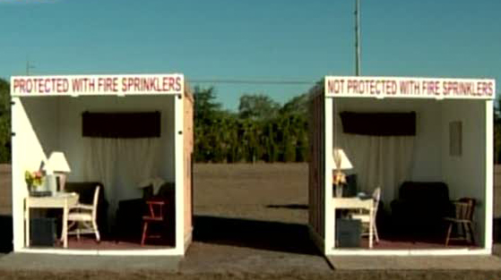 Two identically furnished living rooms