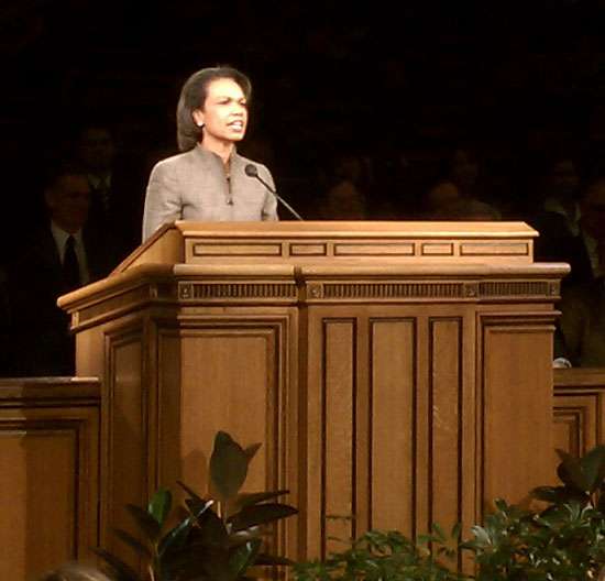 Former Secretary of State Condoleezza Rice speaks at BYU Thursday, Jan. 13.
