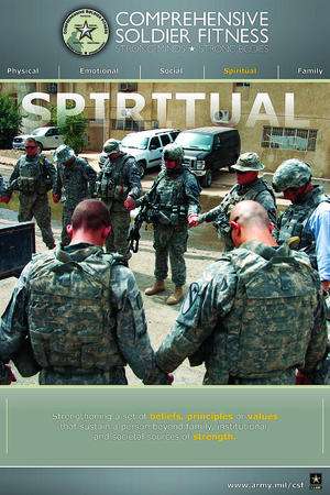 This poster is part of the marketing materials the Army uses to promote the Spiritual Fitness portion of its comprehensive test.