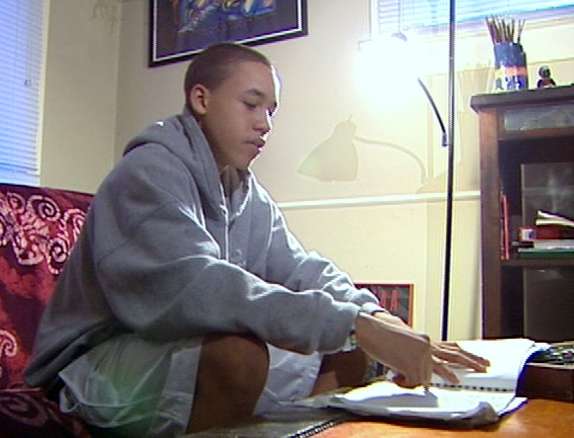 Caleb Winston was detained and questioned by police last month about what they believed was gang-related artwork on his backpack and notebook.