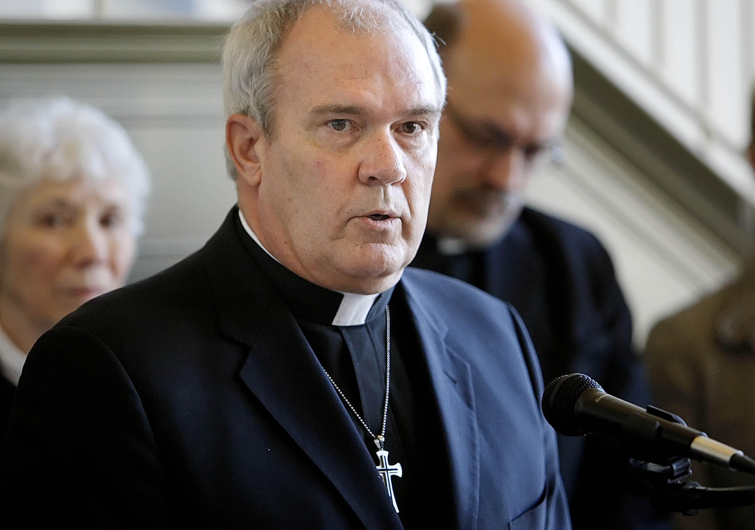 Reverend Steve Klemz of Zion Evangelical Lutheran Church, joins other local religious leaders in calling for comprehensive immigration reform Monday, Jan. 24, 2011 at a press conference at the Utah State Capitol.