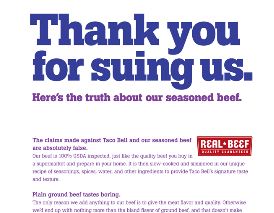 Taco Bell Thanks "Meat Filling" Lawsuit Plaintiffs In Full-Page Ad