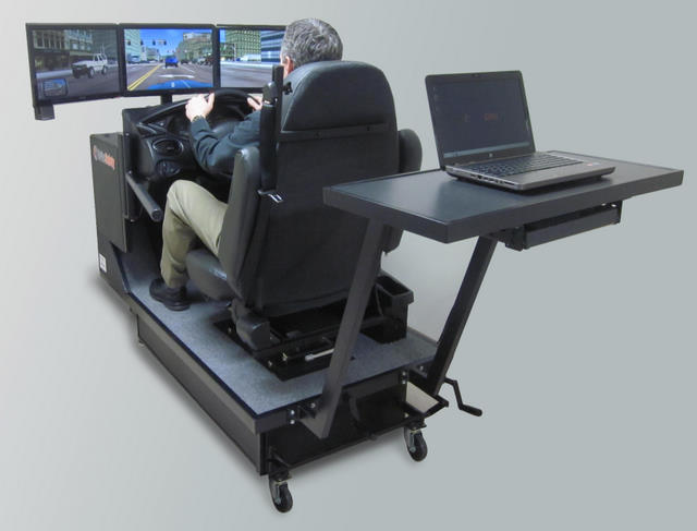 DriveSafety's CDS-250 driving simulator, used to help soldiers who are returning from combat readjust to civilian driving with the help of a therapist in a clinical setting. (Courtesy: DriveSafety)