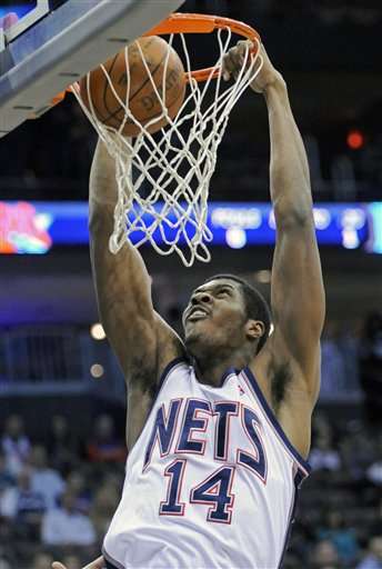 It was brief but Derrick Favors wore No. 14 in his stint with the Nets before being traded to the Jazz.