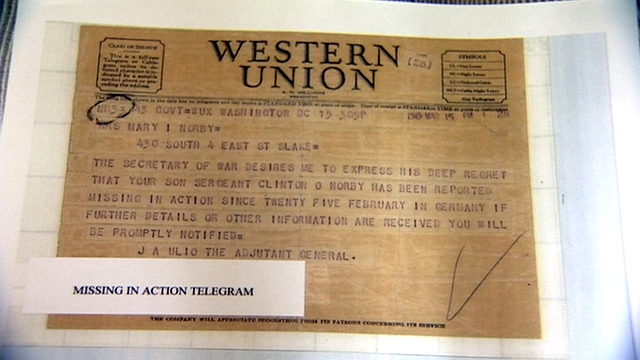 The telegram Clinton Norby sent to his parents, letting them know he was OK, arrived the day after the military's telegram that said he was missing in action.