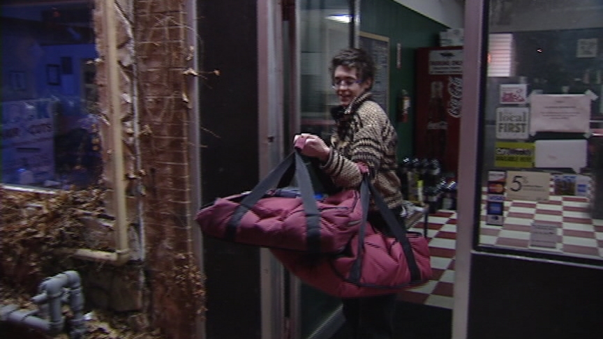 Kate Cook heads out on a delivery for Free Wheeler Pizza