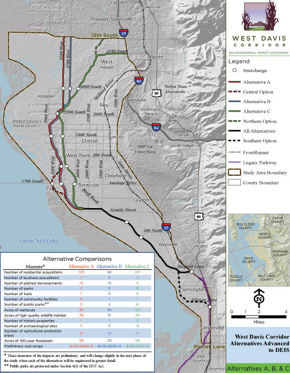 A map showing the options for the project. Click to enlarge.