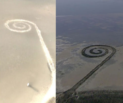Spiral Jetty, Left: 1993, Right: 2011