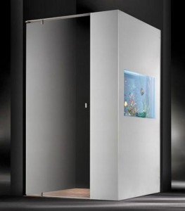 Shower has a built-in fish tank