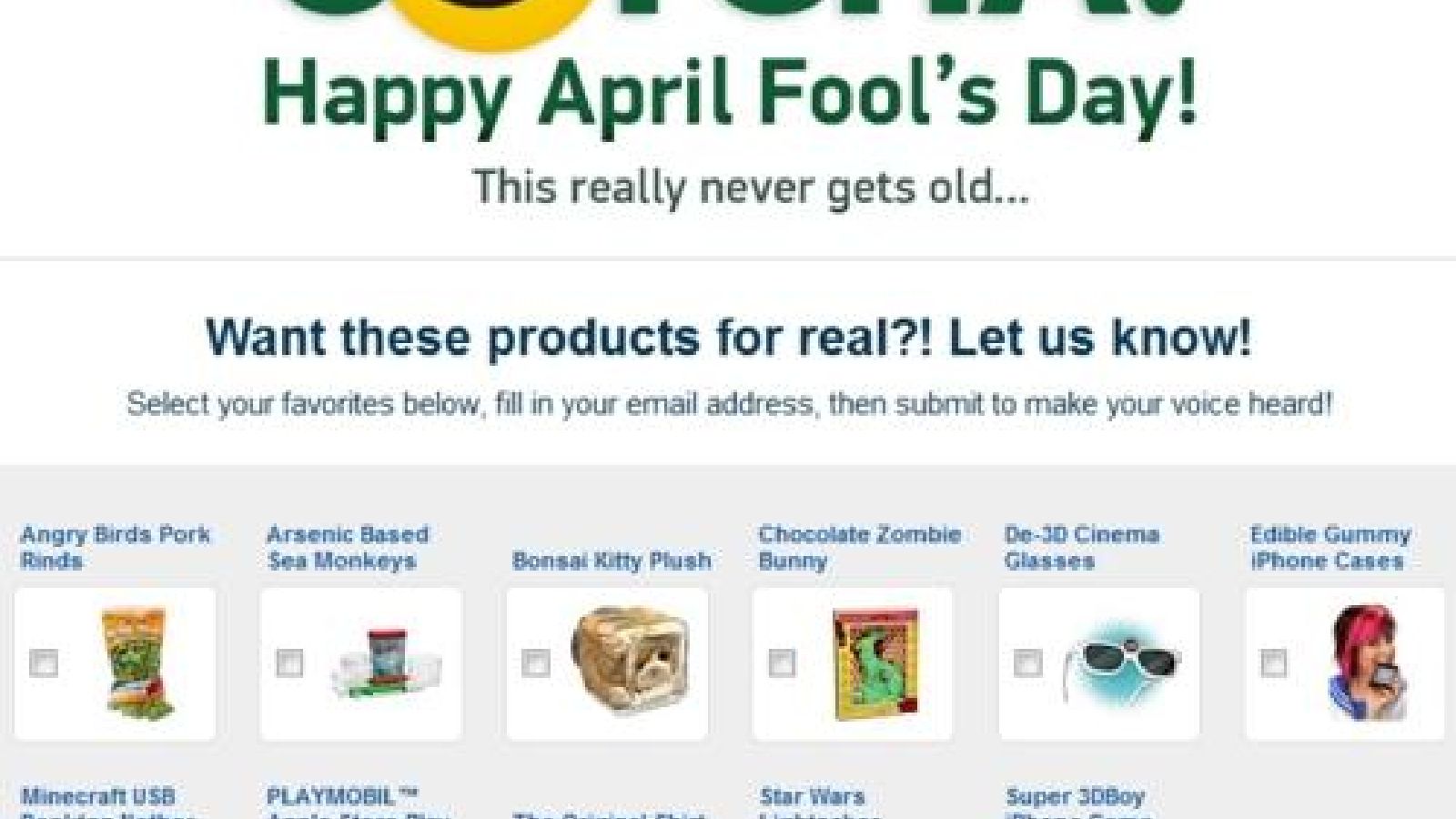 Thinkgeek April Fools Prank Round Up Of The Day Ksl Com