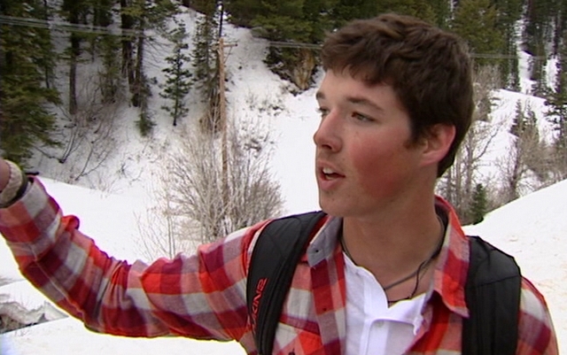 Garrett Millward explains what he and friend Gates Hunsaker were doing when Hunsaker was critically injured a snowboarding accident Tuesday, April 5, 2011.