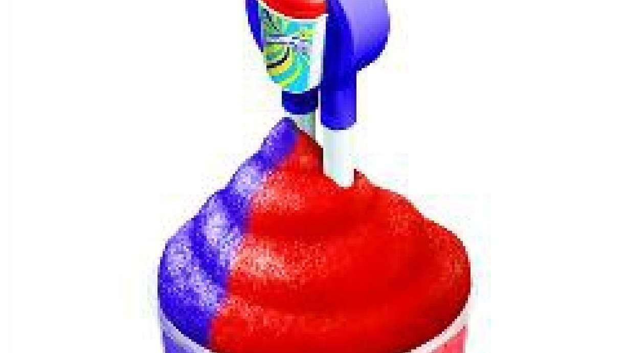 Dual-Chambered Slurpee Cup Keeps The Mountain Dew Apart From The Fanta Orange Until Just The Right Time